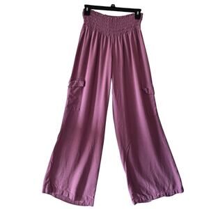 Rewash Wide Leg Cargo Pants Womens Large Paperbag Waist Casual Boho Dusty Rose